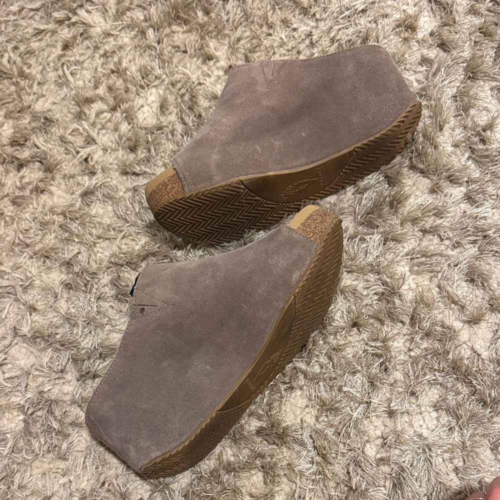 Volatile Taupe Suede Wedge Ankle Booties